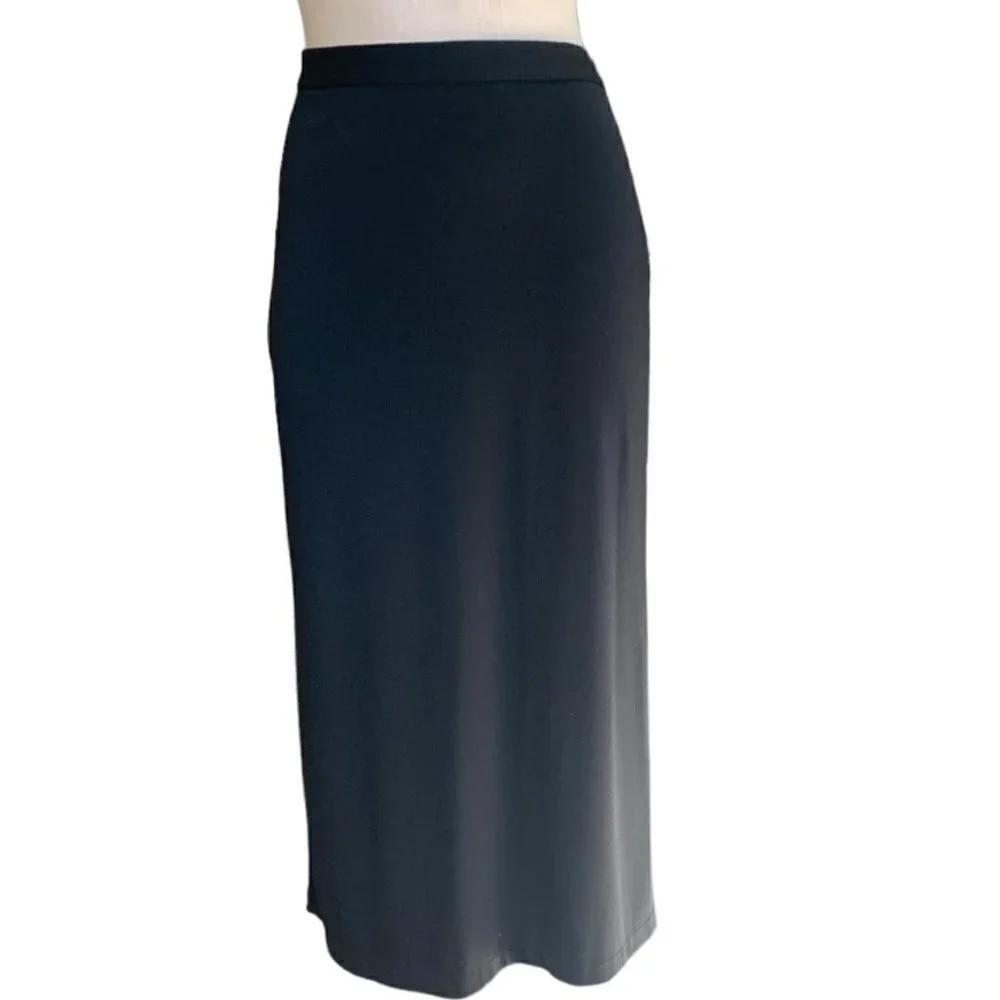 Ann Taylor Midi Skirt Sz 4P Black #81J - Picture 2 of 7